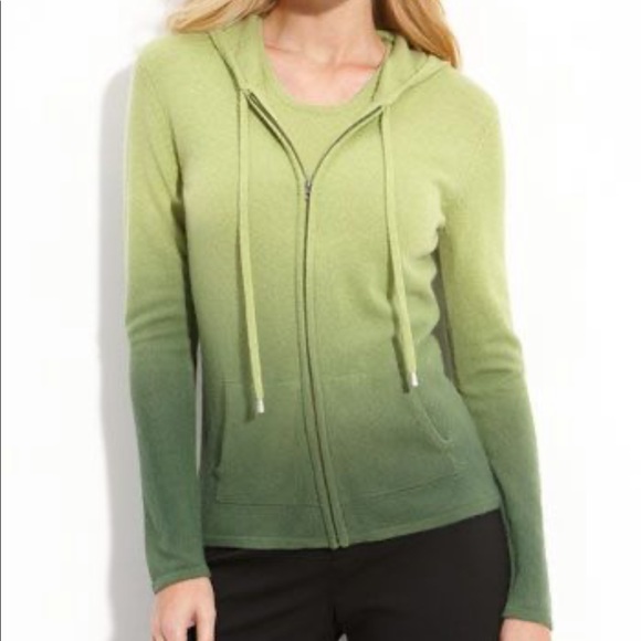 Cashmere Set PURE AMICI Ombre in green Sz L/XL(hooded cardigan/tanktop) - Picture 3 of 11